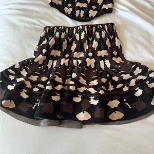 Express knit skirt set- corset style top with knit stretch skirt.